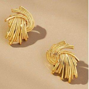 NEW ~ Anthropologie Gold Twist Fan Post Earrings